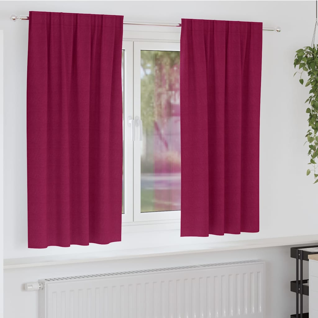Užuolaidos su užuolaidomis 2 pcs Vyno raudonumo Poliesteris
