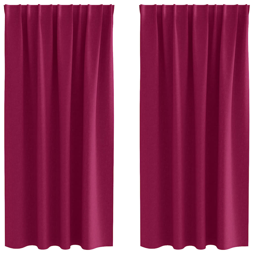 Užuolaidos su užuolaidomis 2 pcs Vyno raudonumo Poliesteris