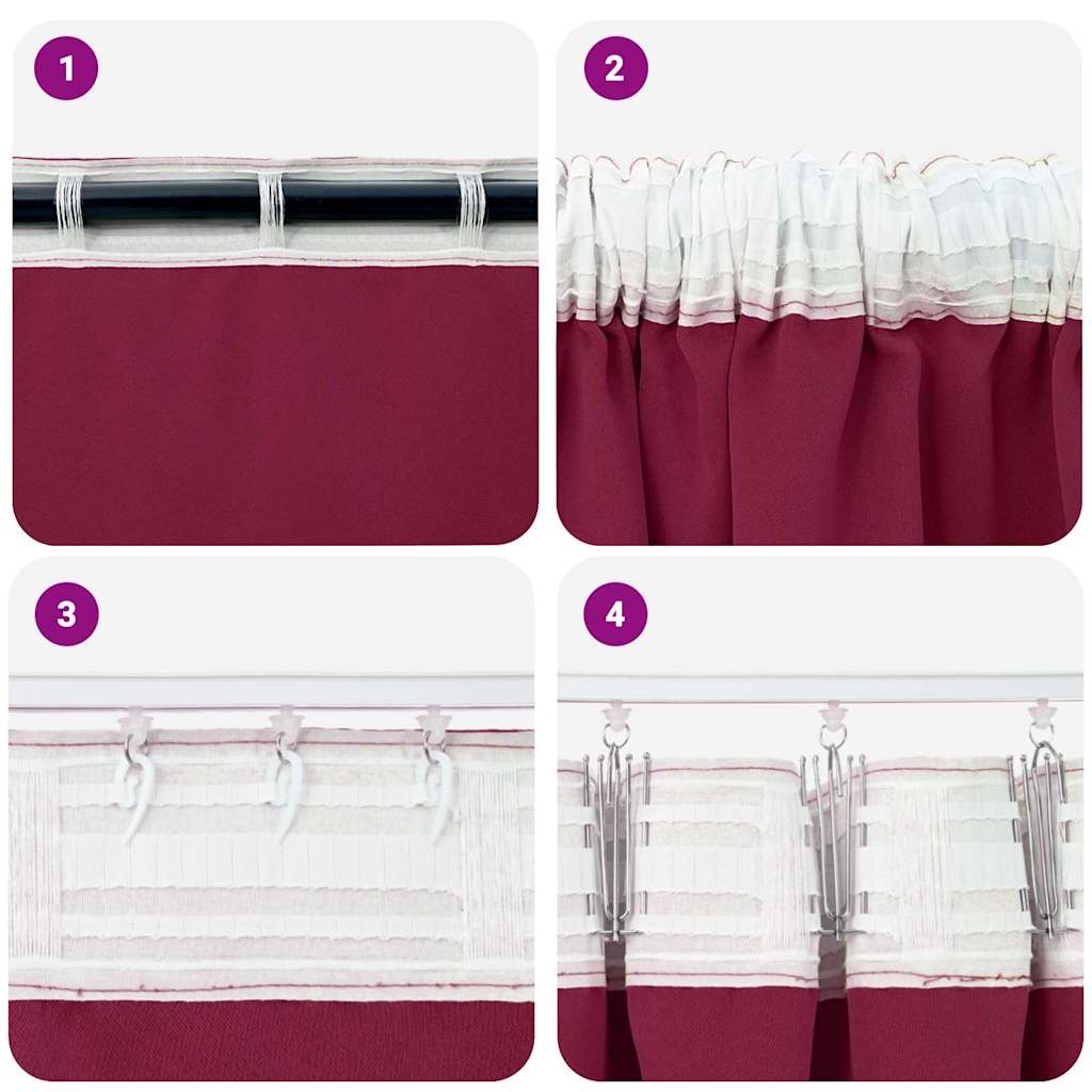 Užuolaidos 2 pcs Vyno raudona 260 x 140 cm Poliesteris
