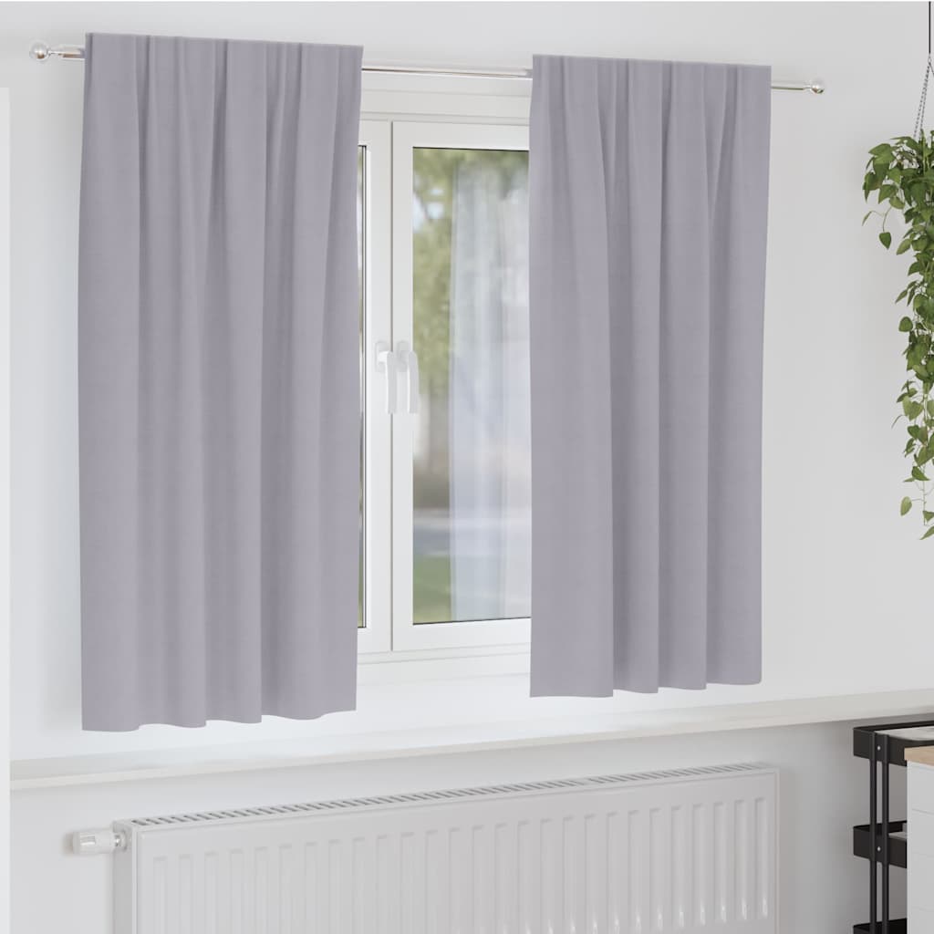 Curtains with rings, blackout 2 pcs Metal grey