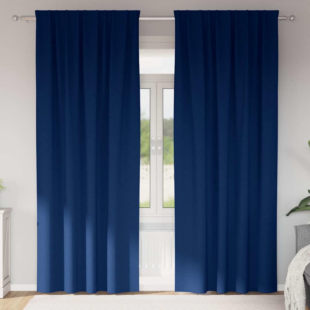 Užuolaidos 2 pcs Tamsi mėlyna 260 x 140 cm Poliesteris