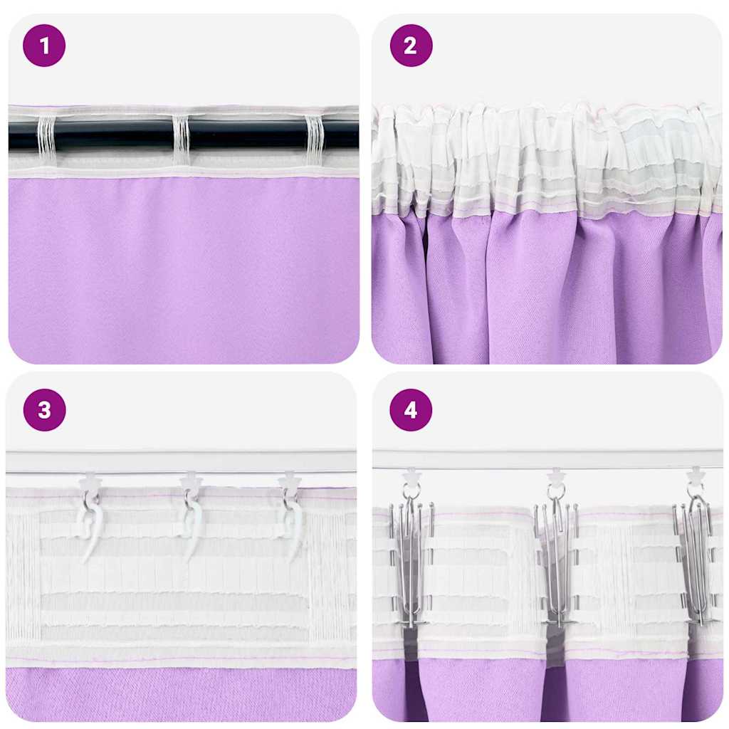 Užuolaidos su žiedais, blokuojančios šviesą 2 pcs Violetinė