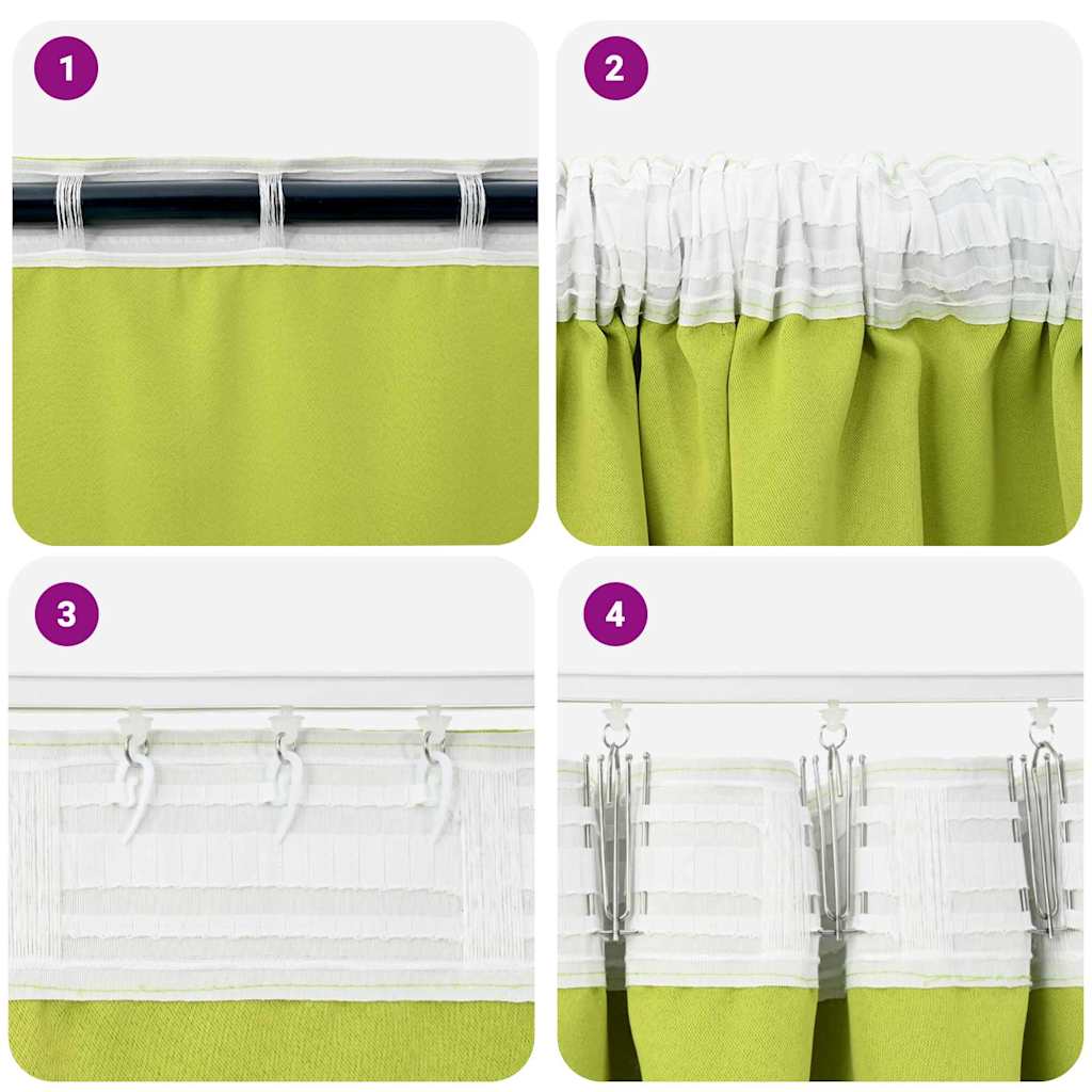 Užuolaidos su žiedais, blokuojančios šviesą 2 pcs Žalia