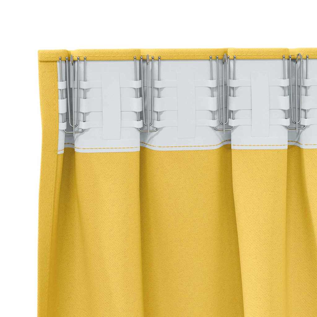 Aizkari ar drapējumiem 2 gab. sinepju dzelteni Poliesteris