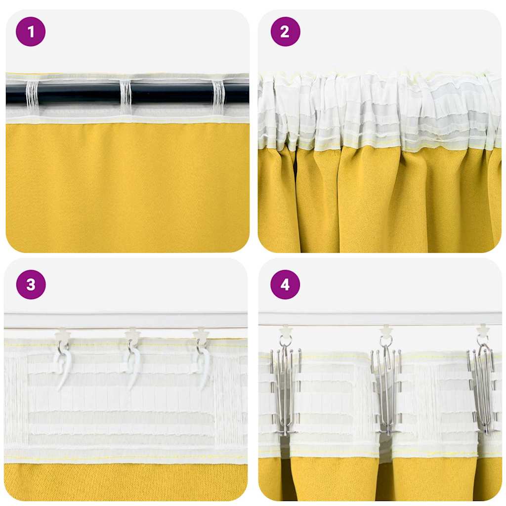 Užuolaidos 2 pcs mustard yellow 260 x 140 cm Poliesteris