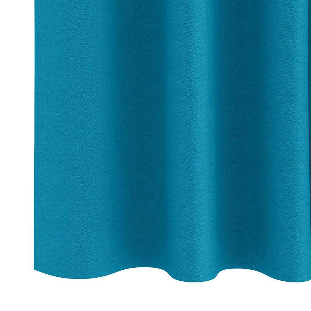 Curtains with rings, blocking light 2 pcs Turquoise
