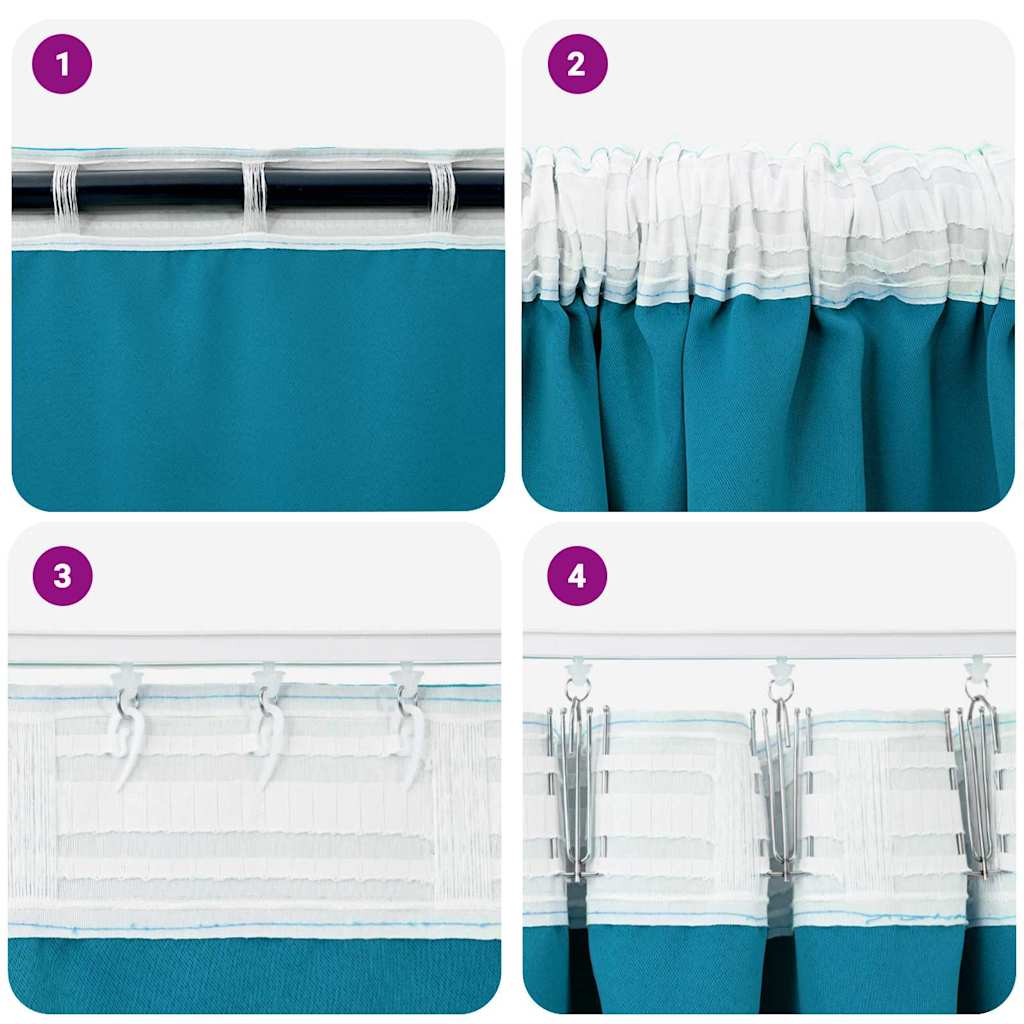 Curtains with rings, blocking light 2 pcs Turquoise