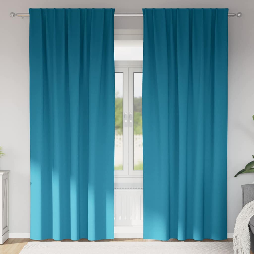 Curtains with rings, blocking light 2 pcs Turquoise