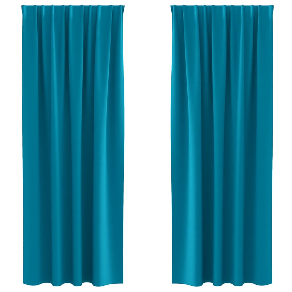 Curtains with rings, blocking light 2 pcs Turquoise