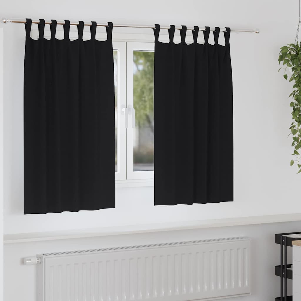Užuolaidos su žiedais, blokuojančios šviesą 2 pcs Juoda