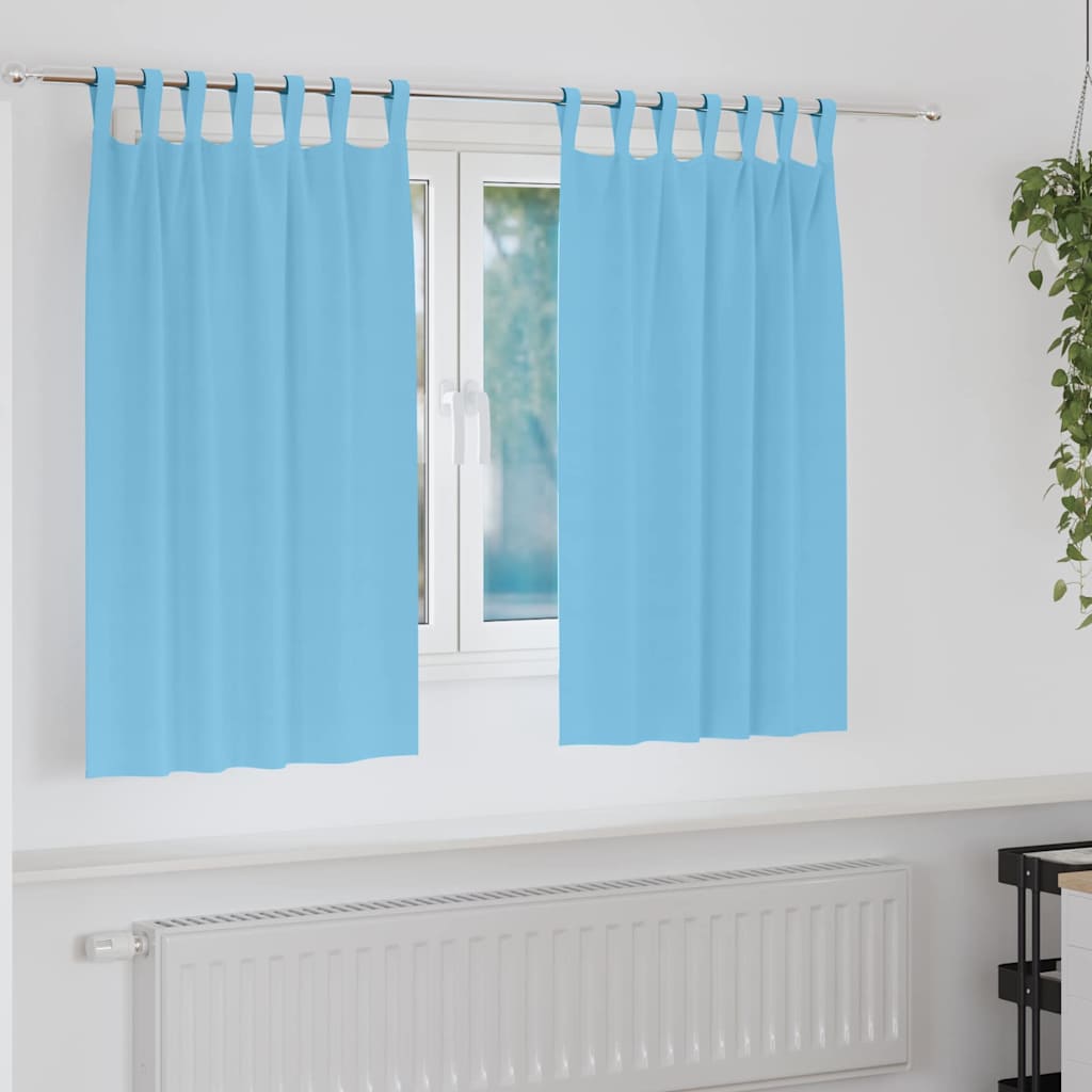 Užuolaidos su užuolaidomis 2 pcs Šviesiai mėlyna Poliesteris