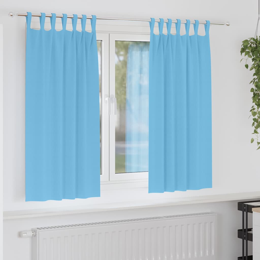 Curtains with Tiebacks 2 pcs Light blue Polyester