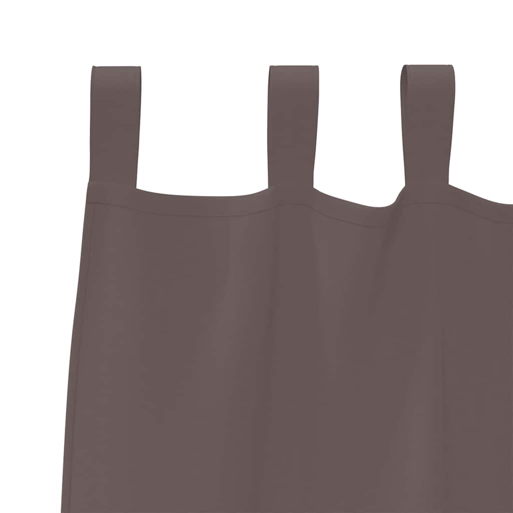Curtains with tie-backs 2 pcs Dark brown Polyester