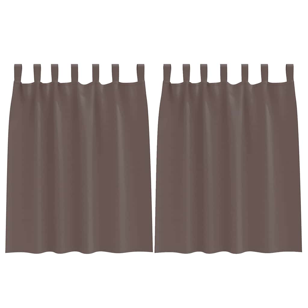 Curtains with tie-backs 2 pcs Dark brown Polyester