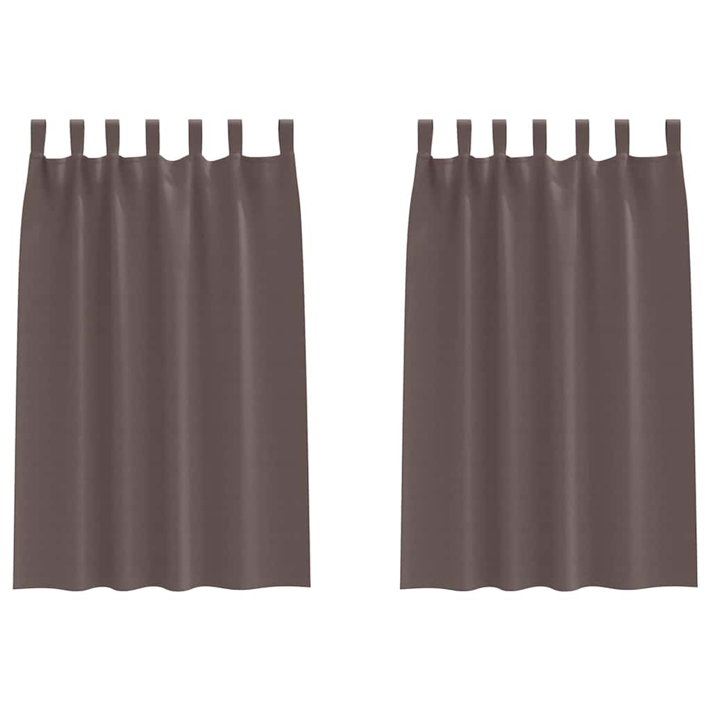 Curtains with tie-backs 2 pcs Dark brown Polyester
