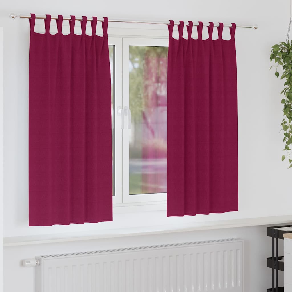 Užuolaidos su užuolaidomis 2 pcs Vyno raudonumo Poliesteris