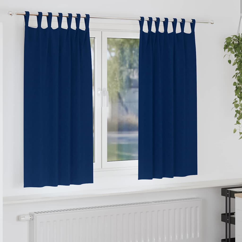 Užuolaidos su užuolaidomis 2 pcs Tamsi mėlyna Poliesteris