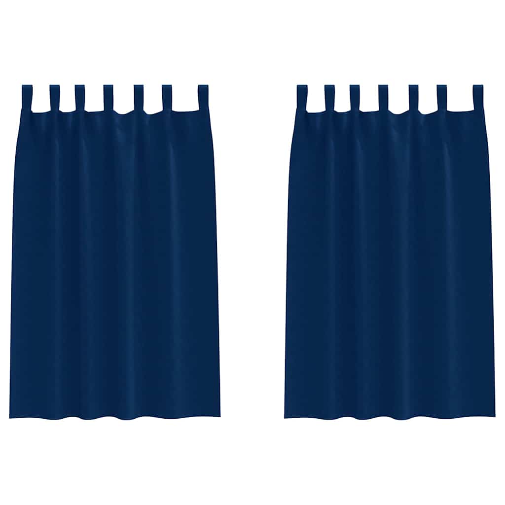 Užuolaidos su užuolaidomis 2 pcs Tamsi mėlyna Poliesteris