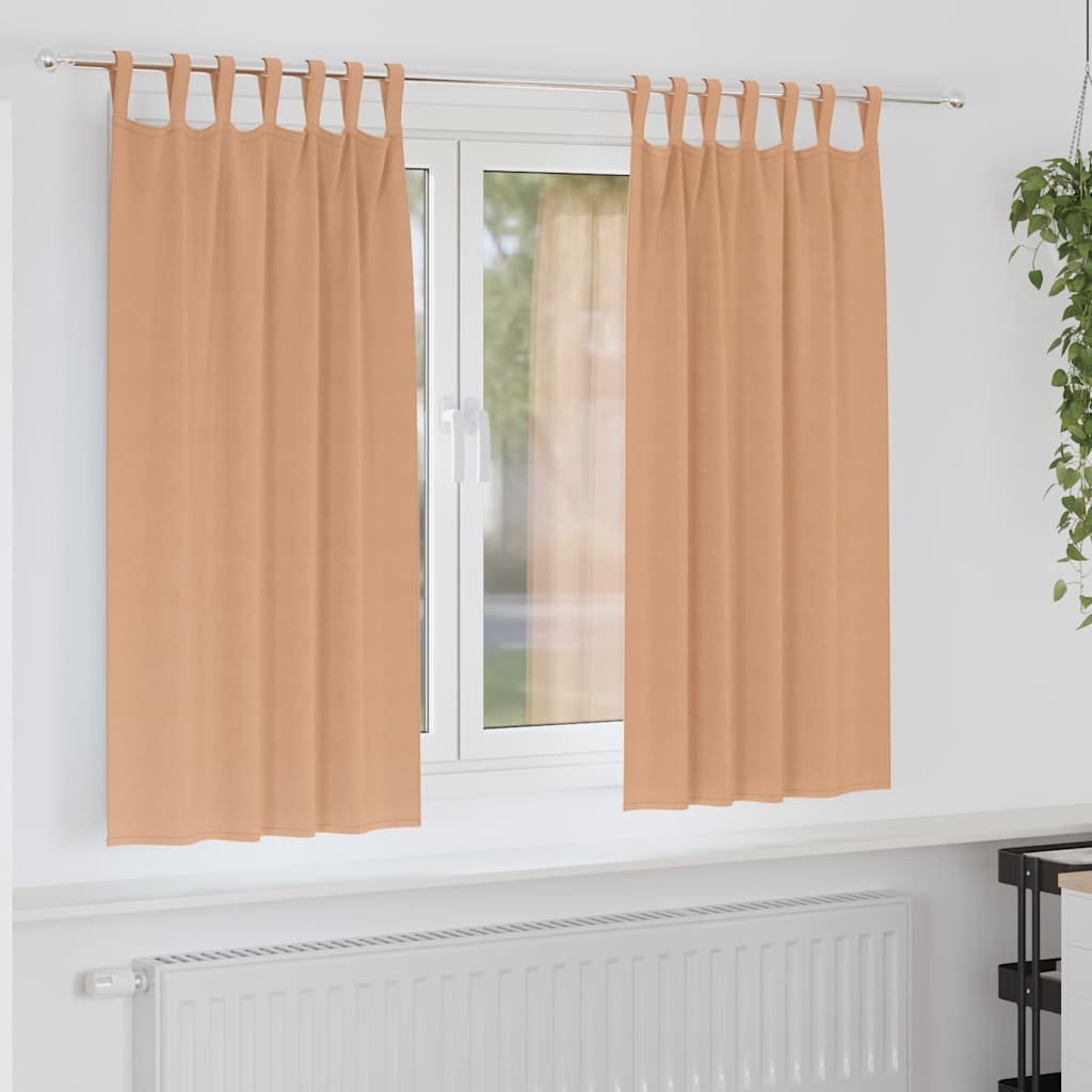 Užuolaidos su užuolaidomis 2 pcs Šviesiai ruda Poliesteris