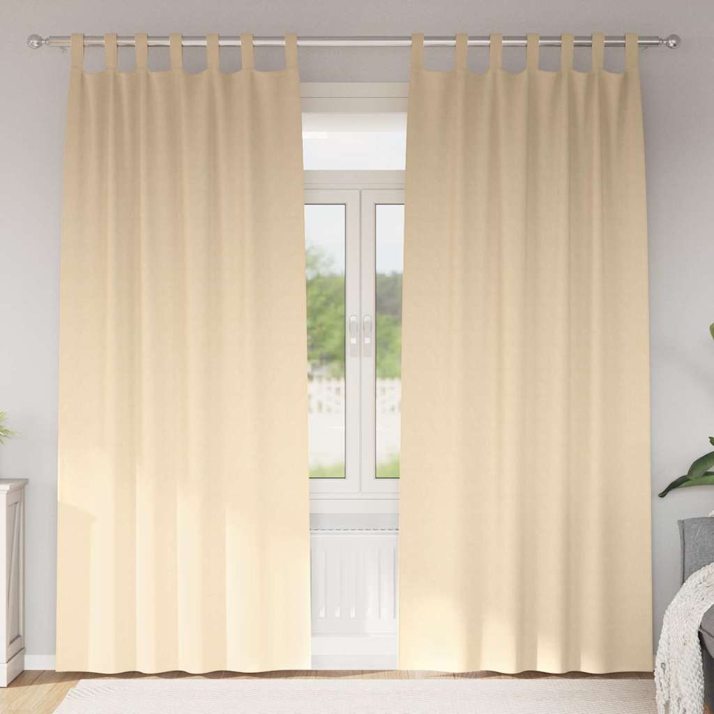 Curtains with Tiebacks 2 pcs Cream Polyester