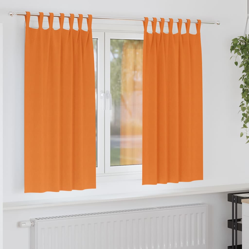 Užuolaidos su užuolaidomis 2 pcs Ryškiai oranžinė Poliesteris