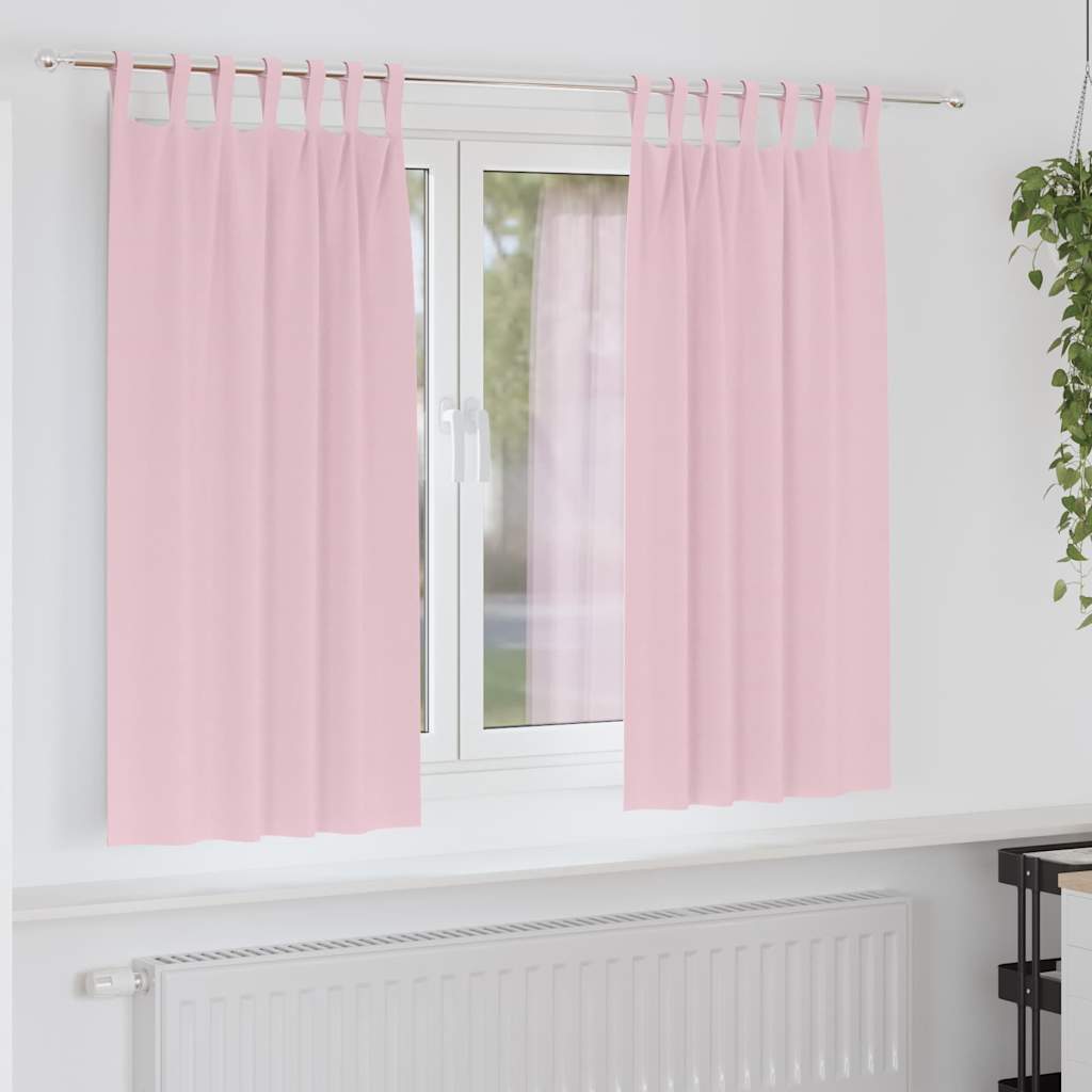 Curtains with Tiebacks 2 pcs Baby pink Polyester