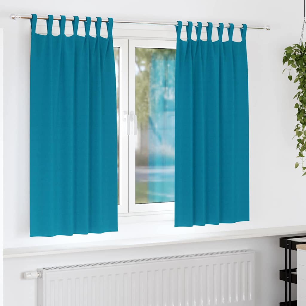 Light-blocking curtains with rings 2 pcs Turquoise