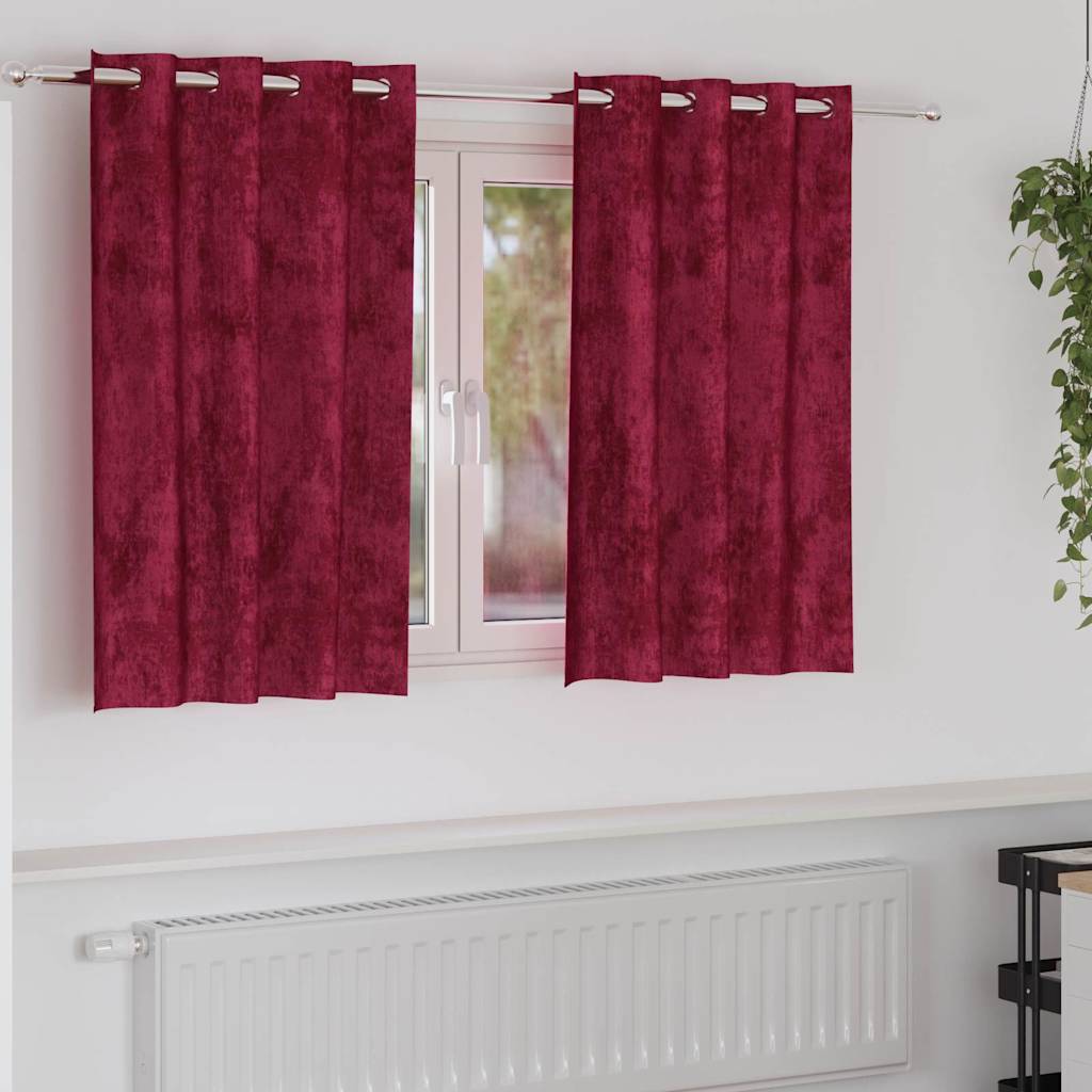 Aksominio tipo užuolaidos 2 pcs Vyno raudona 140 x 140 cm