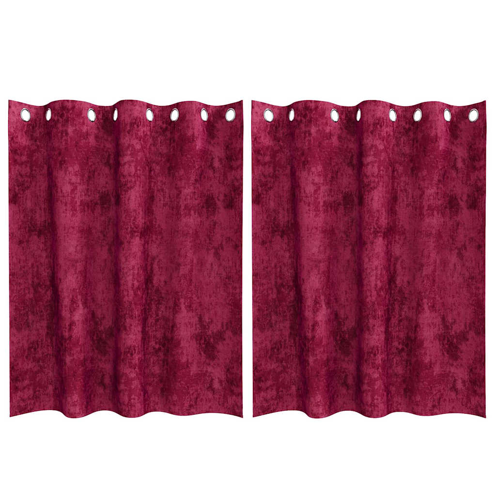 Aksominio tipo užuolaidos 2 pcs Vyno raudona 140 x 140 cm