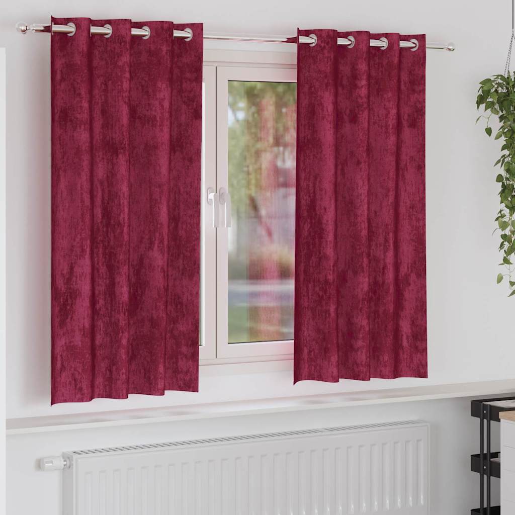 Aksominio tipo užuolaidos 2 pcs Vyno raudona 175 x 140 cm