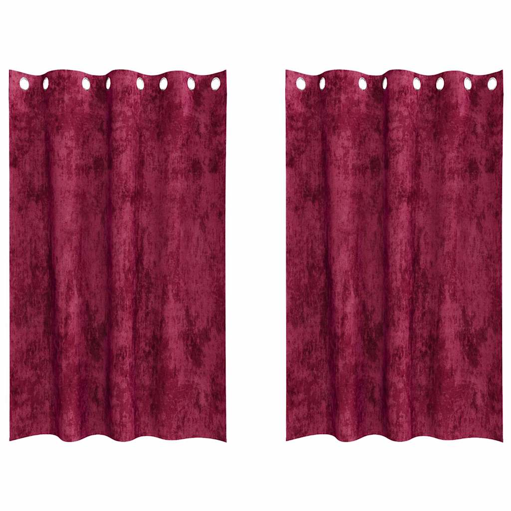 Aksominio tipo užuolaidos 2 pcs Vyno raudona 175 x 140 cm