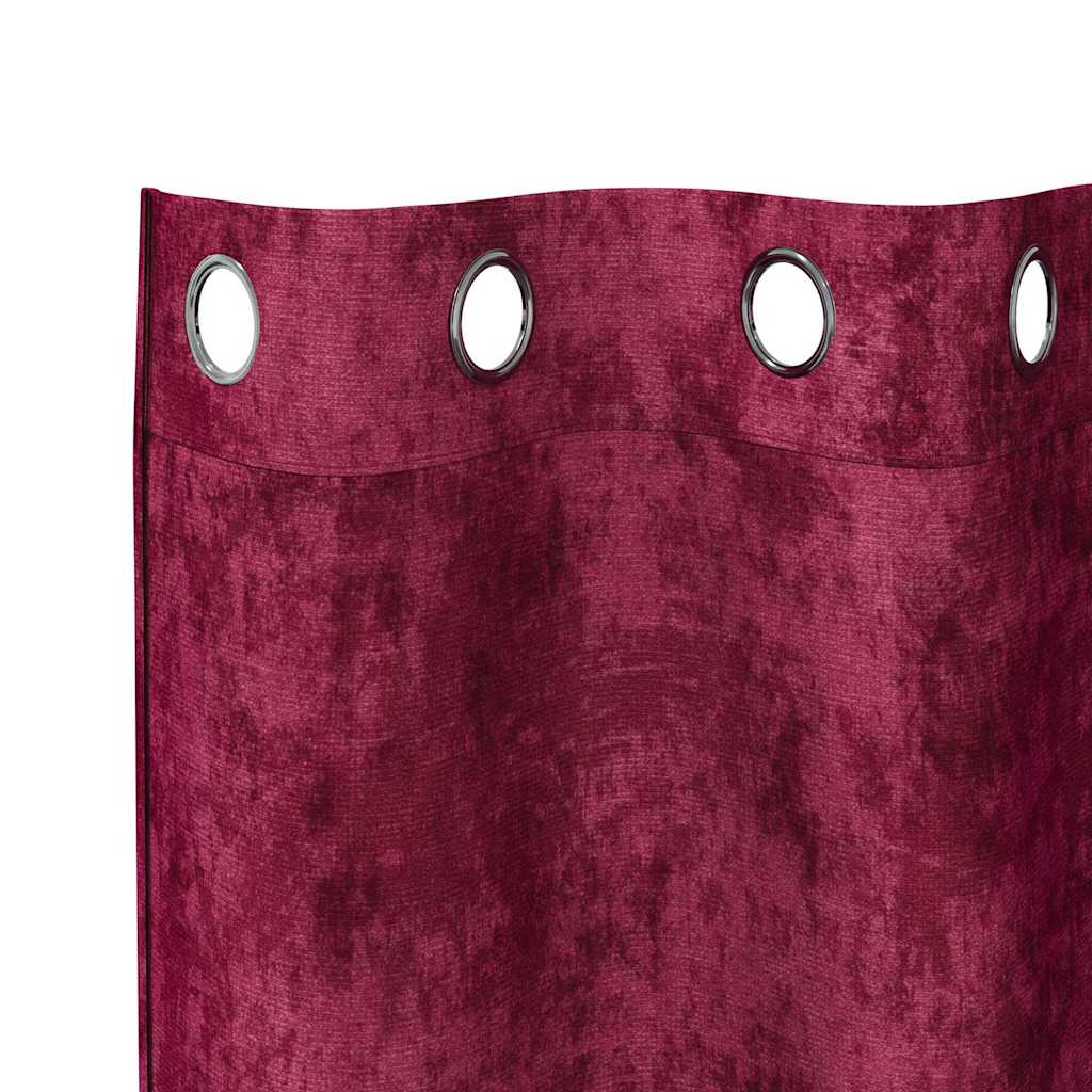 Aksominio tipo užuolaidos 2 pcs Vyno raudonumo 225 x 140 cm