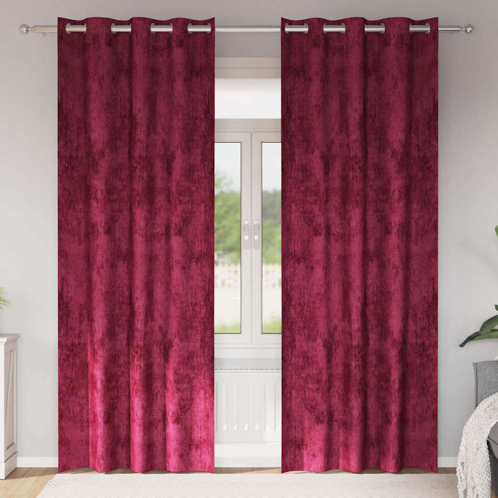 Aksominio tipo užuolaidos 2 pcs Vyno raudonumo 225 x 140 cm