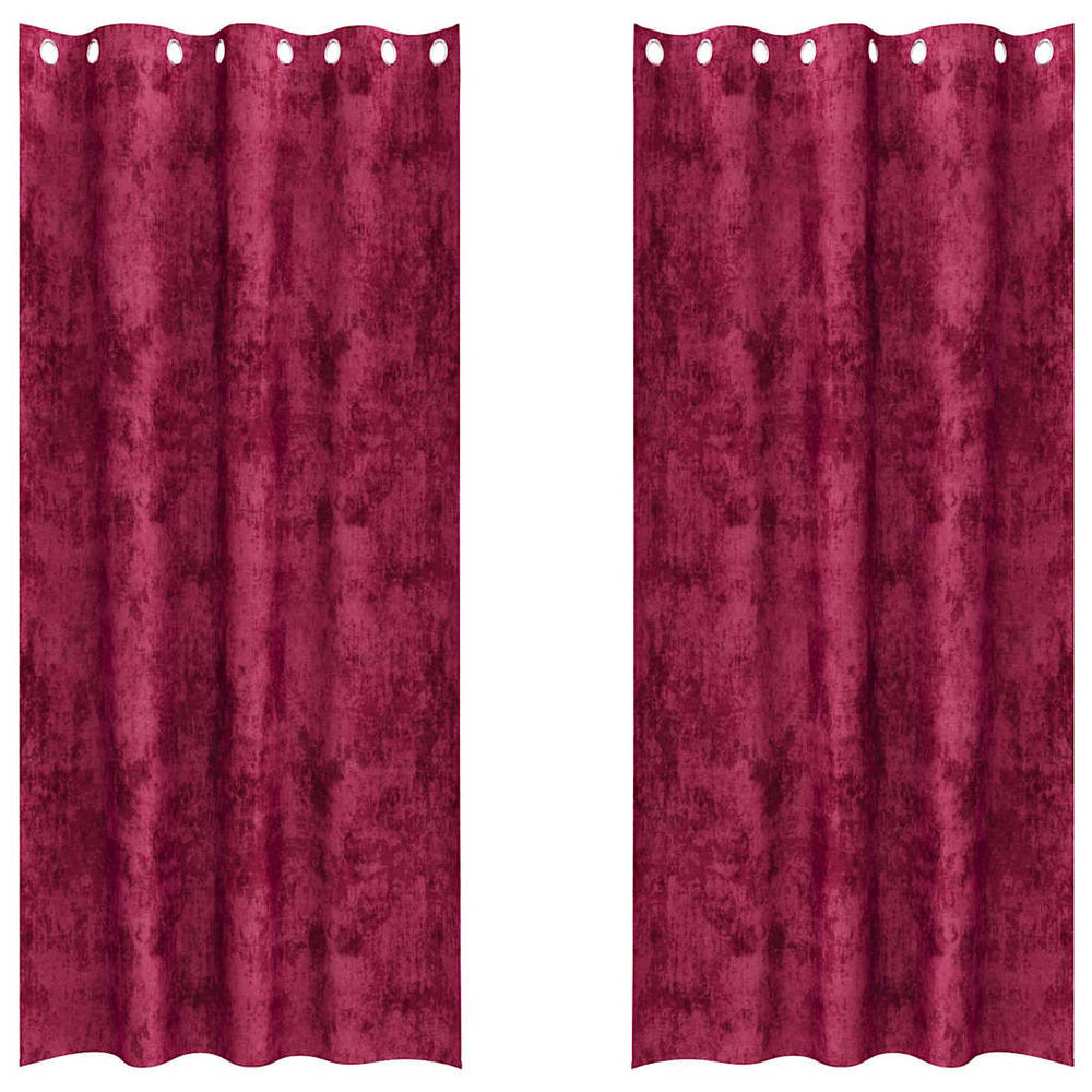 Aksominio tipo užuolaidos 2 pcs Vyno raudonumo 245 x 140 cm