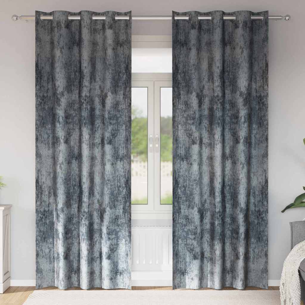Aksominio tipo užuolaidos 2 pcs Sidabrinė Pilka 225 x 140 cm