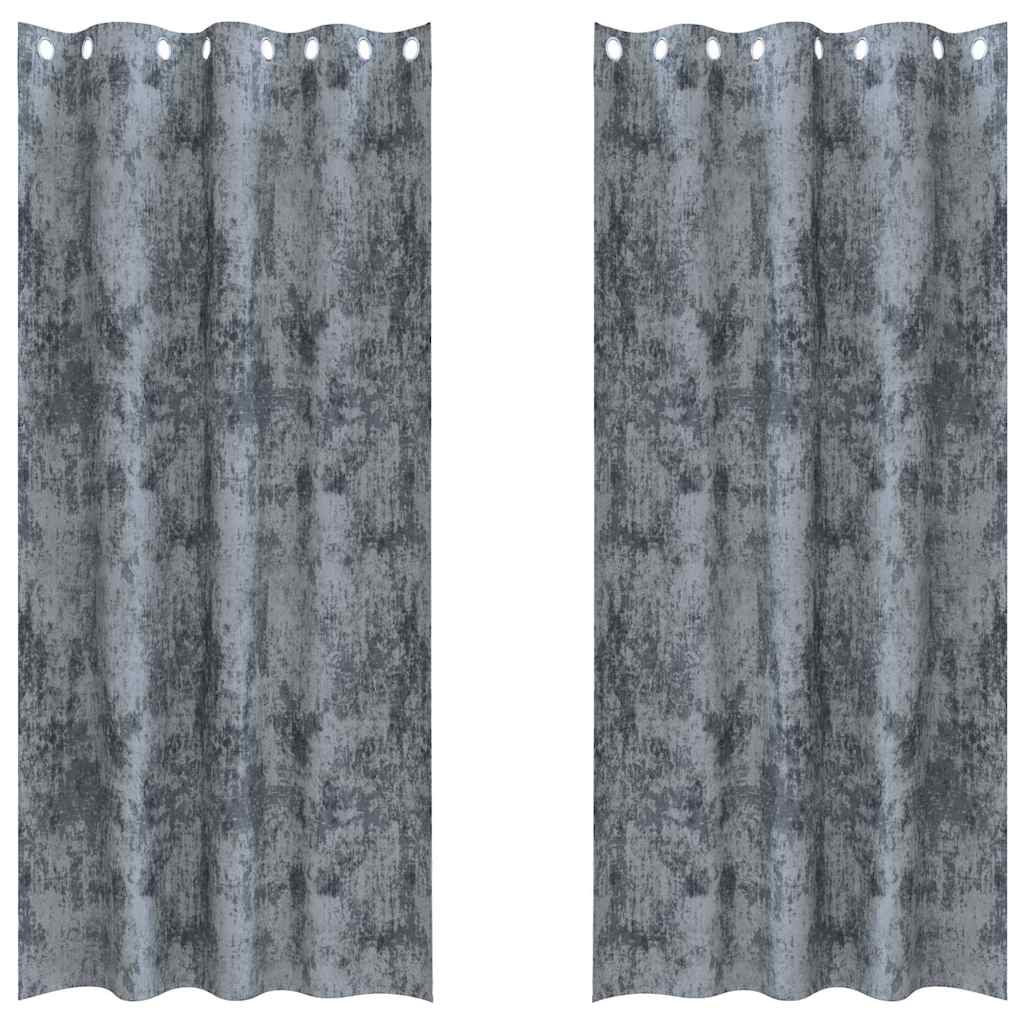 Aksominės Užuolaidos 2 Vnt. Su Žiedais Sidabrinė Pilka 260x140 cm