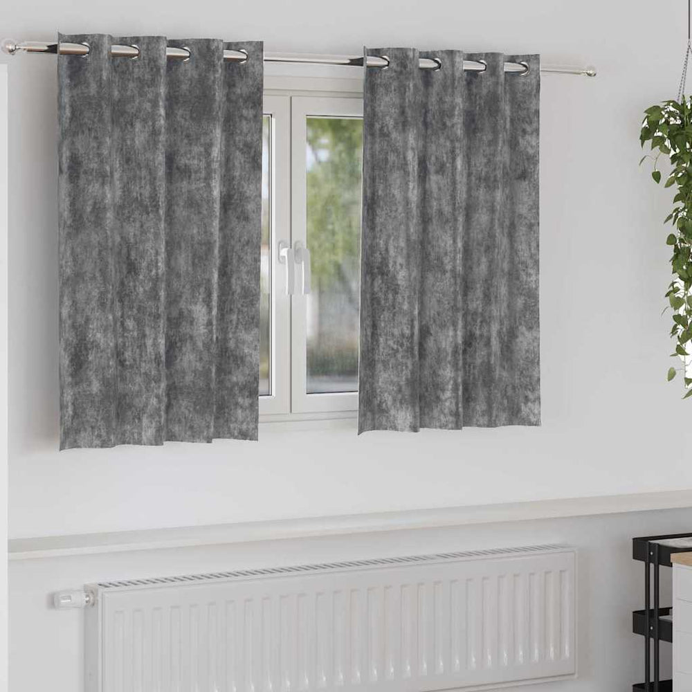 Velvet type curtains 2 pcs Grey 140 x 140 cm Velvet