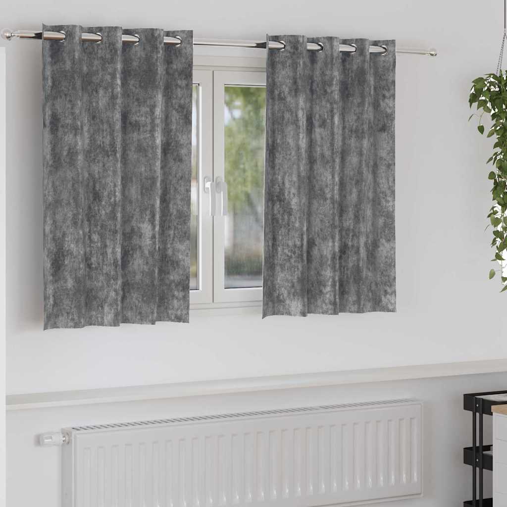 Velvet type curtains 2 pcs Grey 140 x 140 cm Velvet