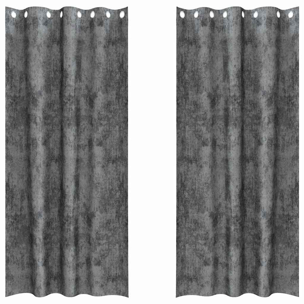 Velvet Type Curtains 2 pcs Grey 225 x 140 cm Velvet