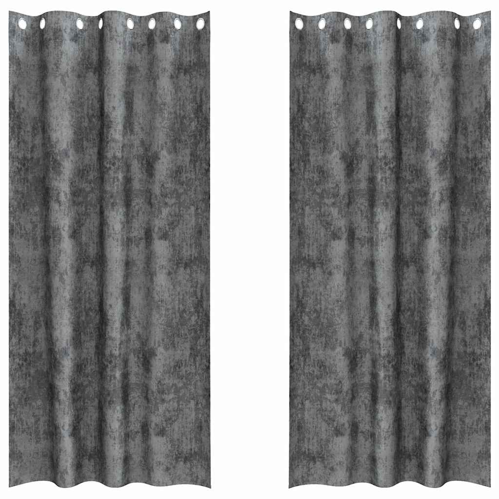 Aksominio tipo užuolaidos 2 pcs Pilka 225 x 140 cm Aksomas