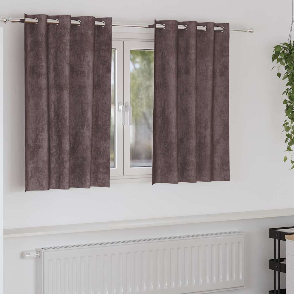 Velvet curtains 2 pcs Brown 140 x 140 cm Velvet