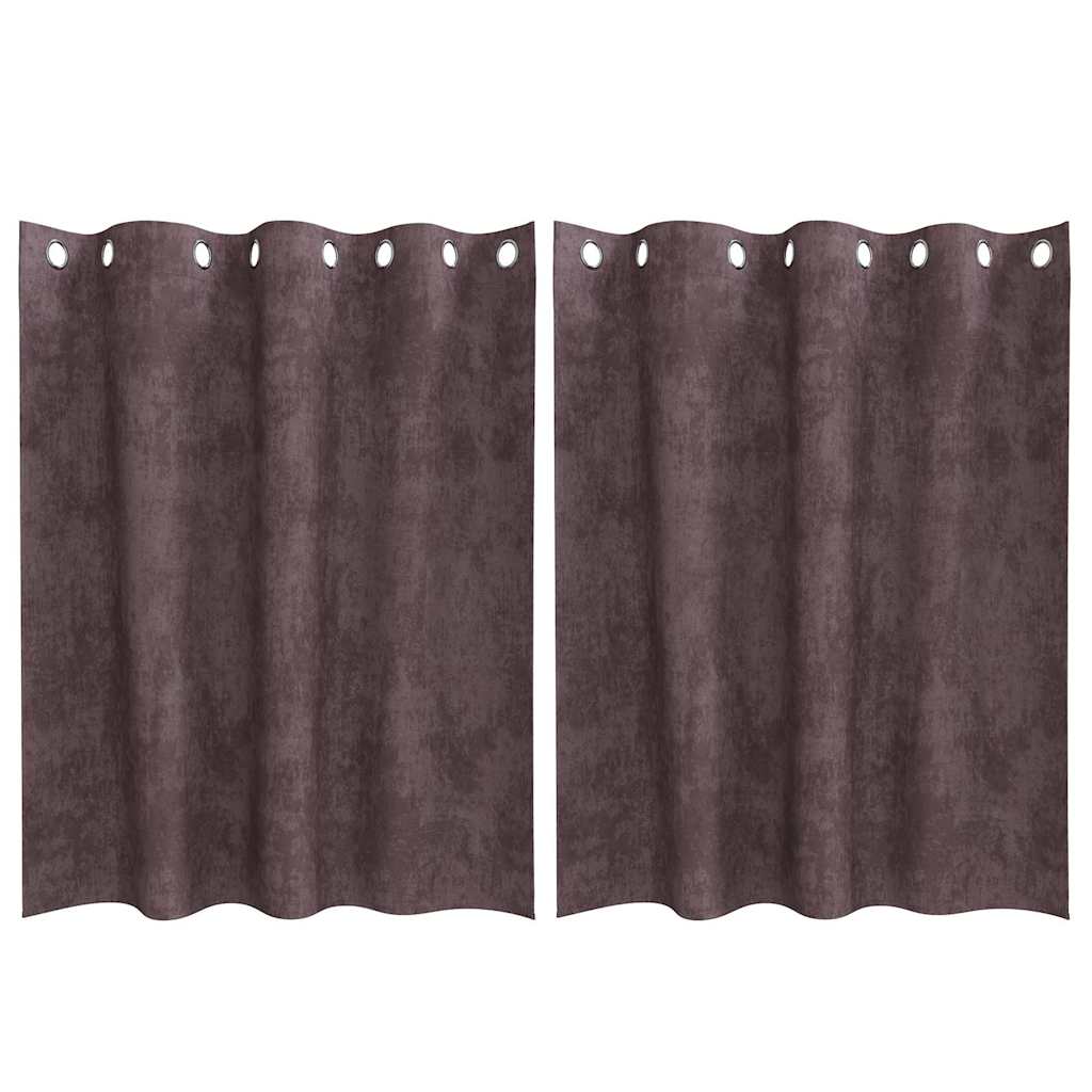 Velvet curtains 2 pcs Brown 140 x 140 cm Velvet