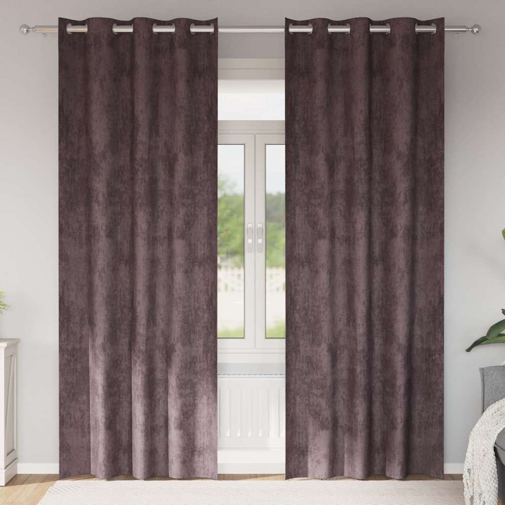SAMT curtains 2 pcs. with rings brown 225x140 cm