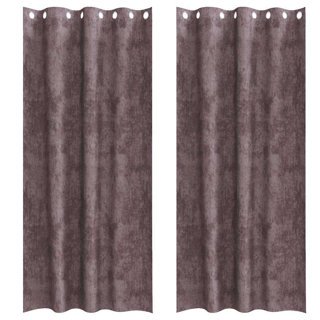 SAMT curtains 2 pcs. with rings brown 225x140 cm