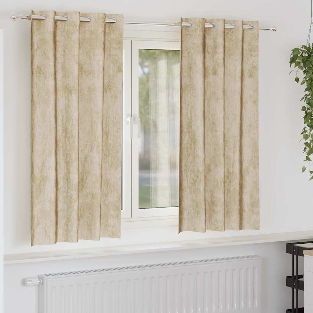 Aksominio tipo užuolaidos 2 pcs Kreminė 175 x 140 cm Aksomas