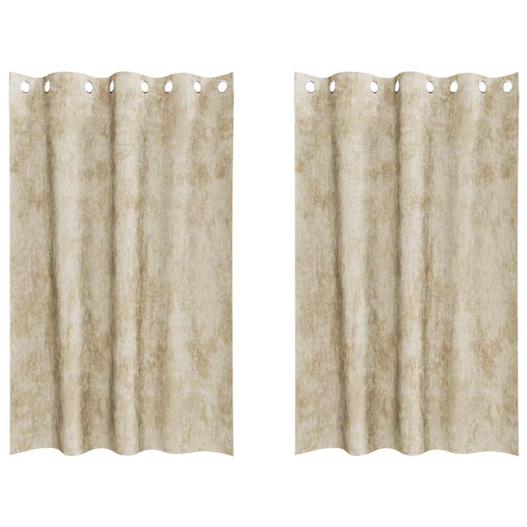 Aksominio tipo užuolaidos 2 pcs Kreminė 175 x 140 cm Aksomas