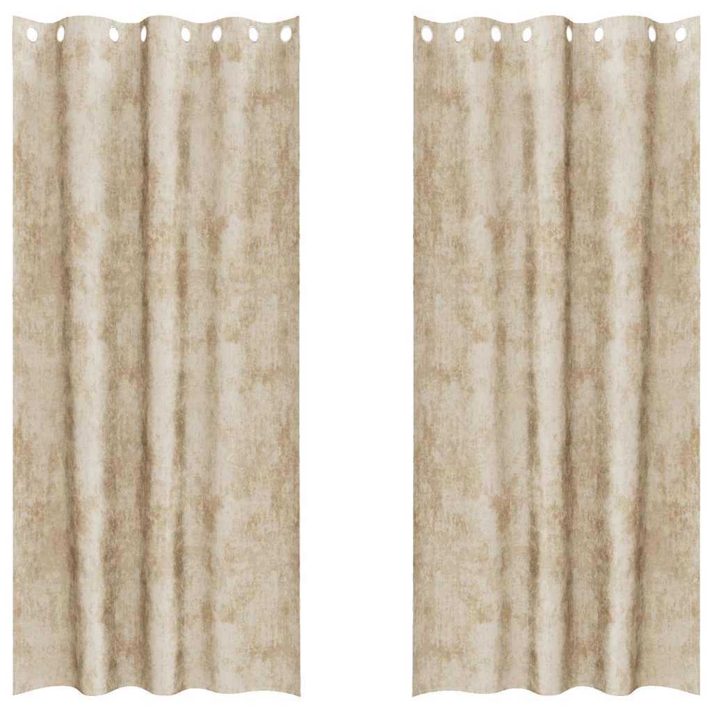 veliūrinės užuolaidos Kreminė Poliesteris 140 x 225 cm Modernios