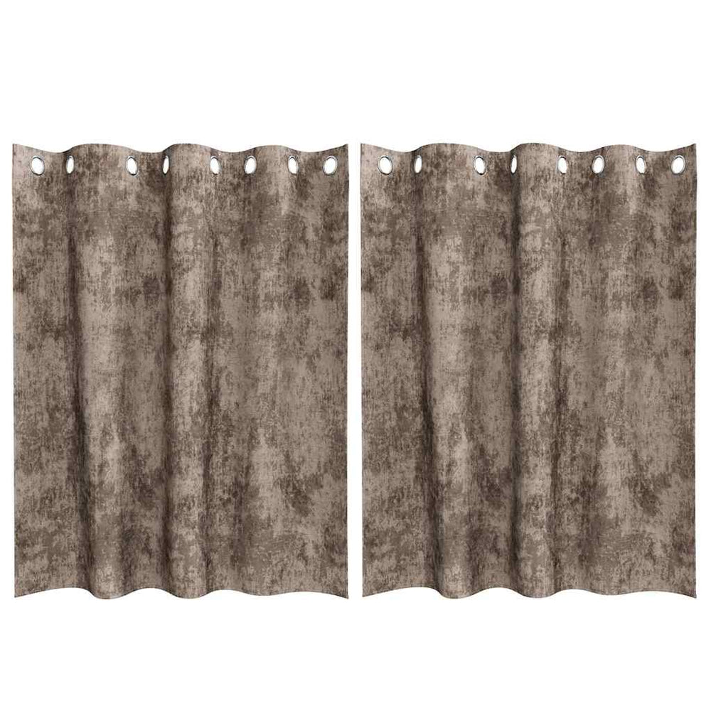 Velvet curtains 2 pcs with rings Coffee 140x140 cm