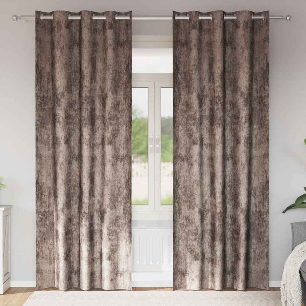 Aksominės užuolaidos 2 vnt su žiedais Kava 225x140 cm