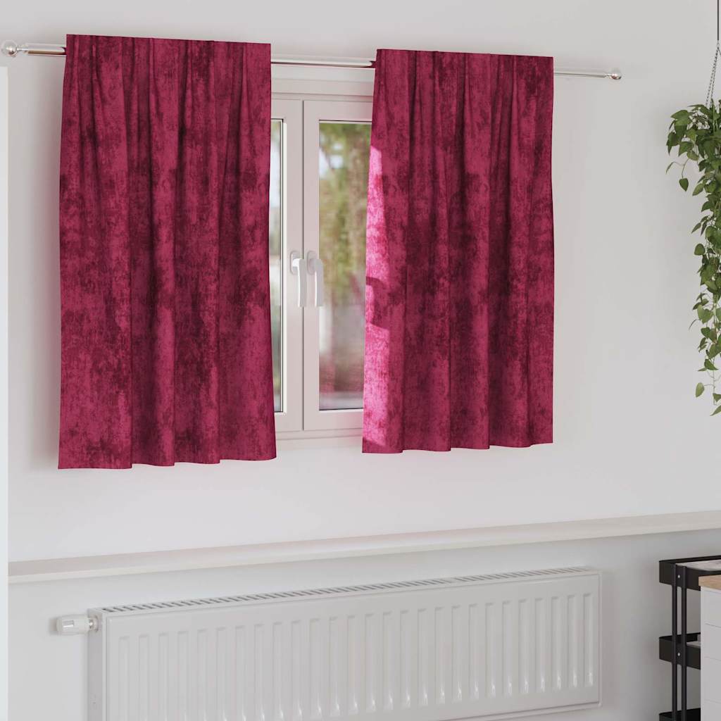 Aksominio tipo užuolaidos 2 pcs Vyno raudonumo 140 x 140 cm